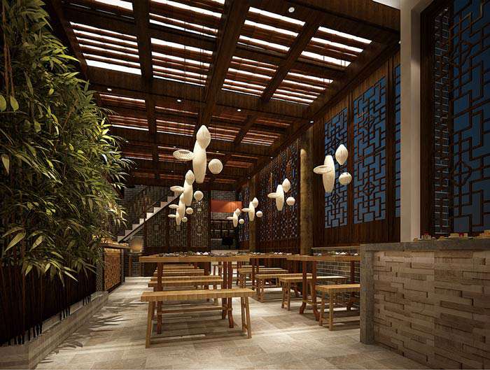 中式面館裝修設(shè)計效果圖