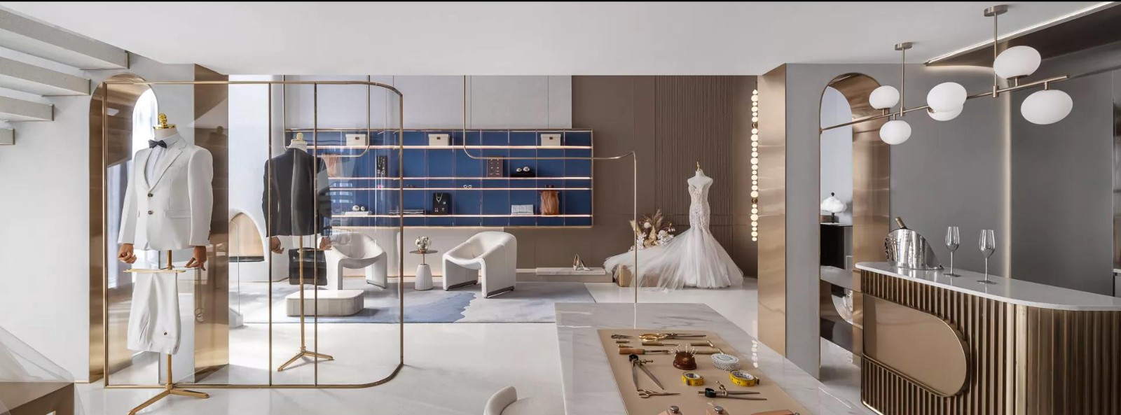 180平米婚紗禮服定制店鋪裝修設(shè)計效果圖