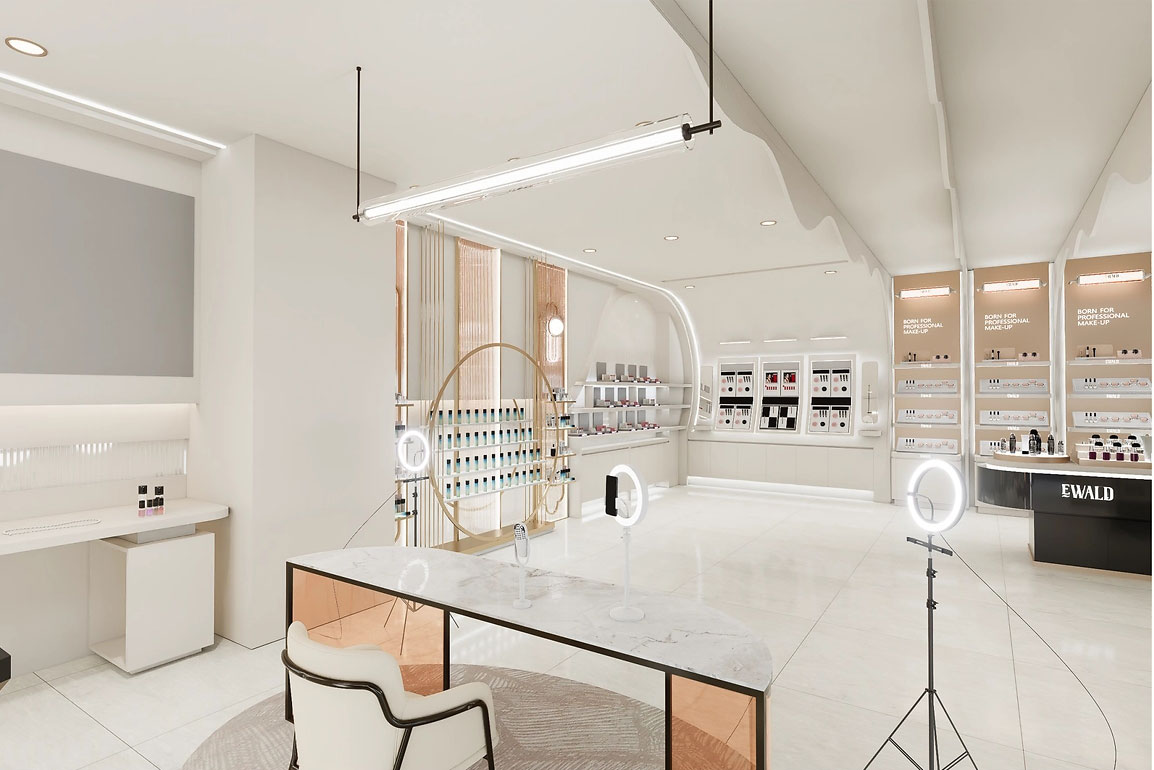 90平米鄭州化妝品店直播間設計效果圖