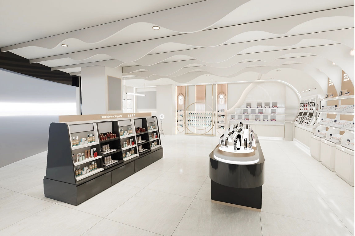 90平米鄭州化妝品店直播間設計效果圖