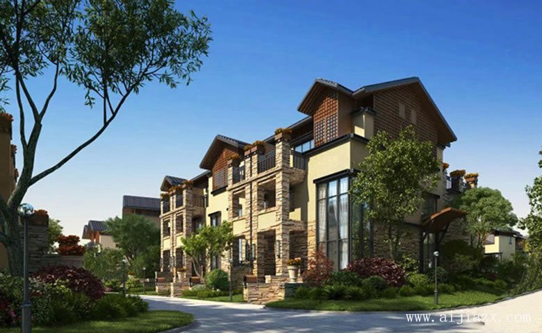 最新大方端莊的新中式風格別墅群外觀裝修效果圖