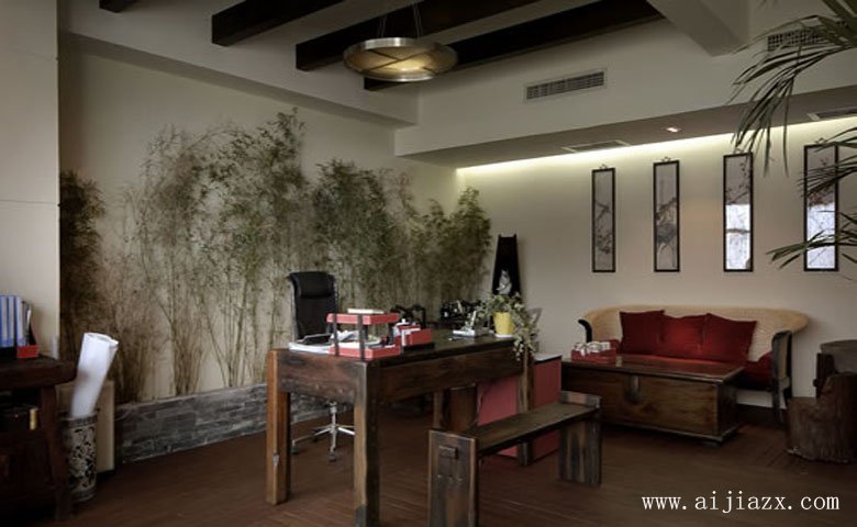 古色書香的中式風格總經(jīng)理辦公室裝修效果圖